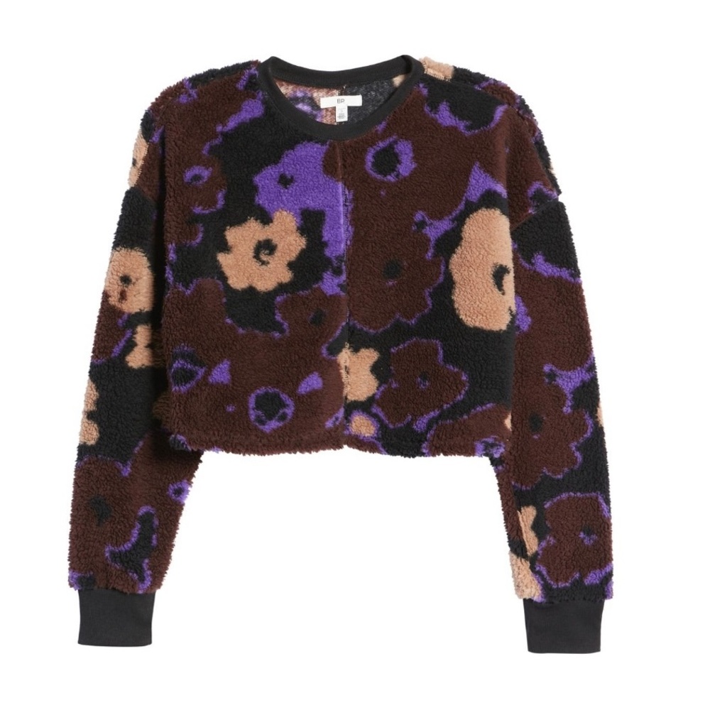 BP. High Pile Fleece Sweatshirt Pressed Floral and Athena scarf